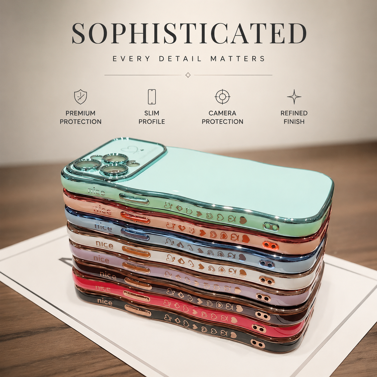 Premium iPhone Case MagSafe Compatible Transparent Wave Heart Cover Shockproof Camera Lens Protection Ultra Thin Design