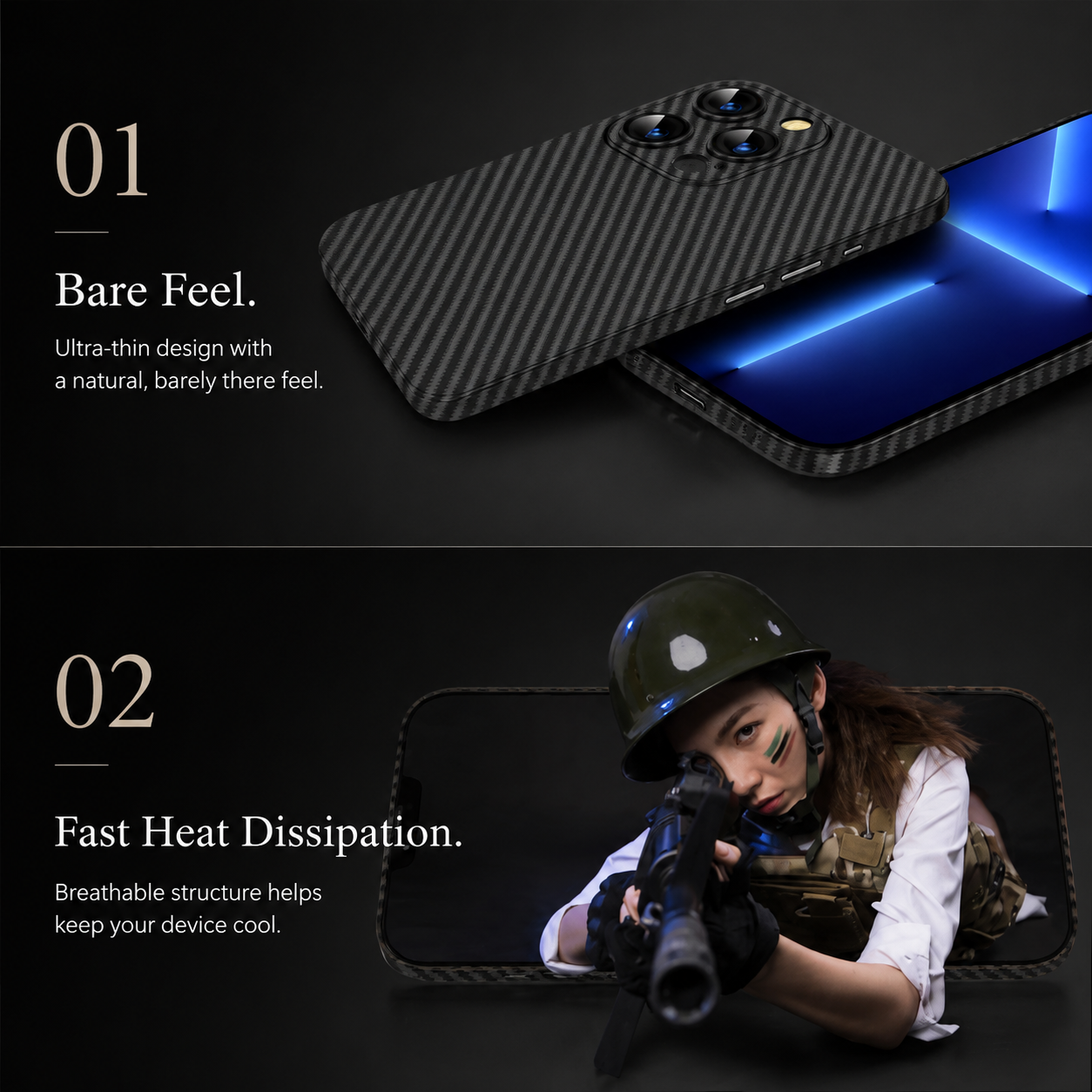 Premium iPhone Case MagSafe Compatible Ultra Thin 0.2mm Carbon Fiber Matte Cover Lightweight Slim Design
