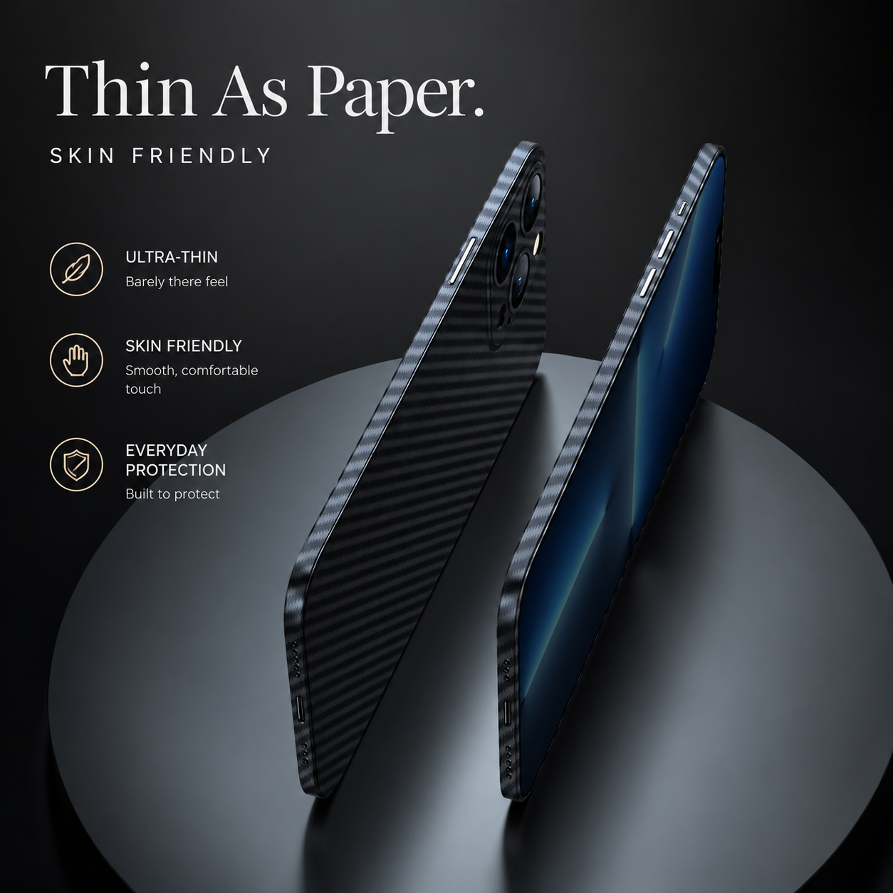 Premium iPhone Case MagSafe Compatible Ultra Thin 0.2mm Carbon Fiber Matte Cover Lightweight Slim Design