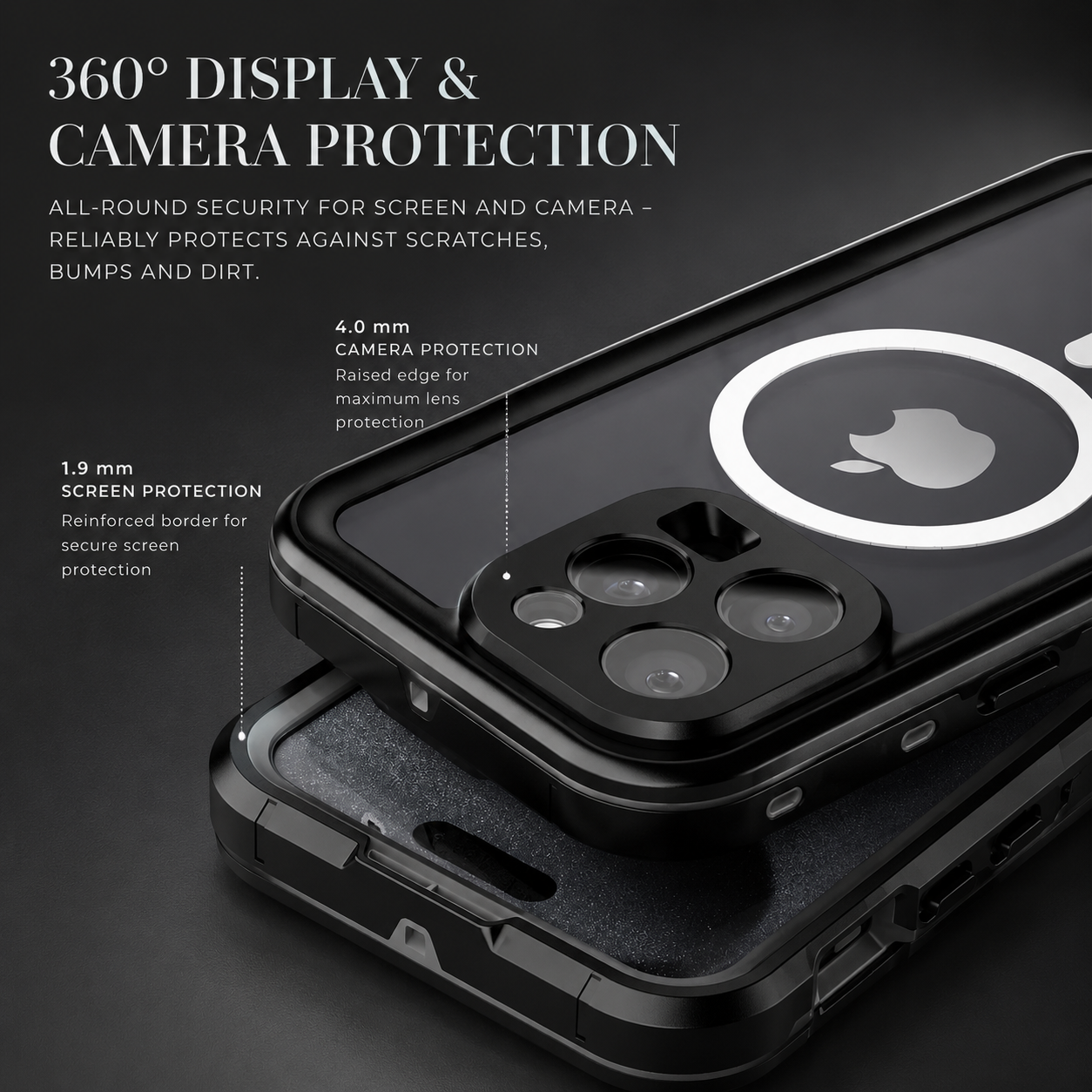 Premium iPhone Case MagSafe Compatible Waterproof IP68 Cover 360° Full Body Shockproof Protection