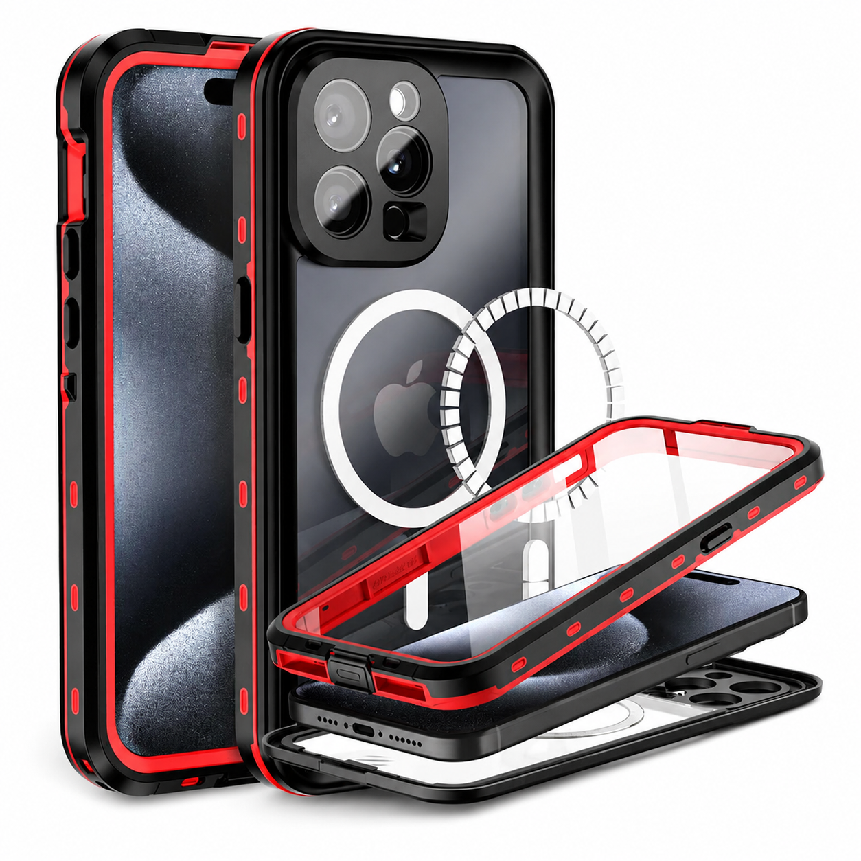 Premium iPhone Case MagSafe Compatible Waterproof IP68 Cover 360° Full Body Shockproof Protection