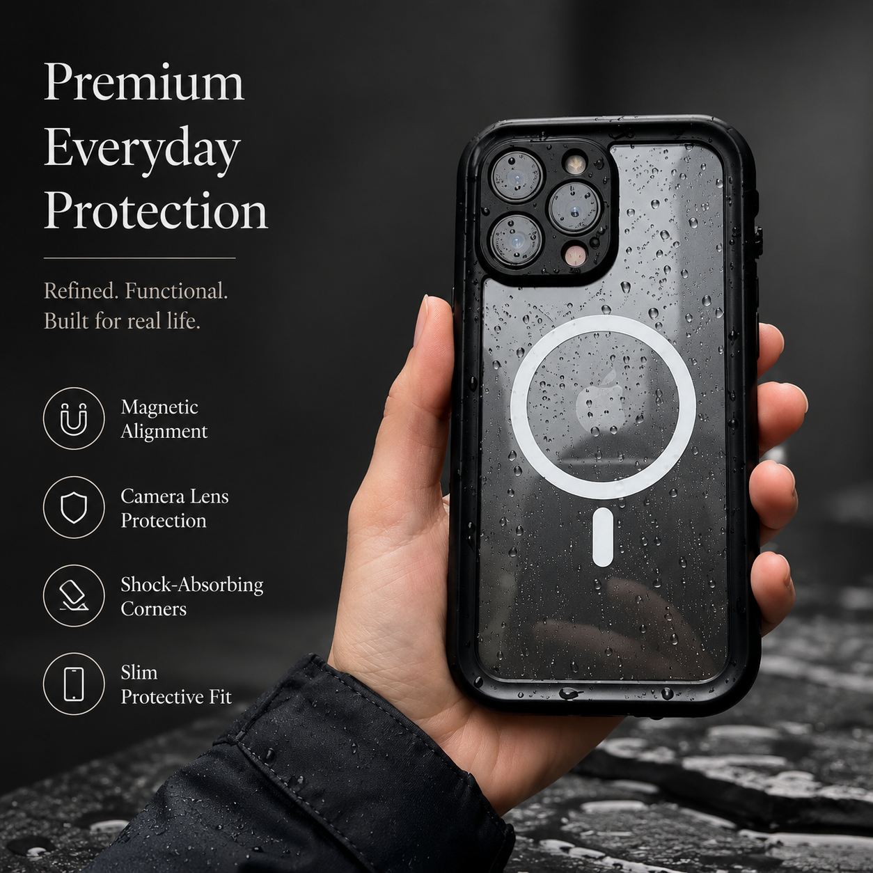 Premium iPhone Case MagSafe Compatible Waterproof IP68 Cover 360° Full Body Shockproof Protection
