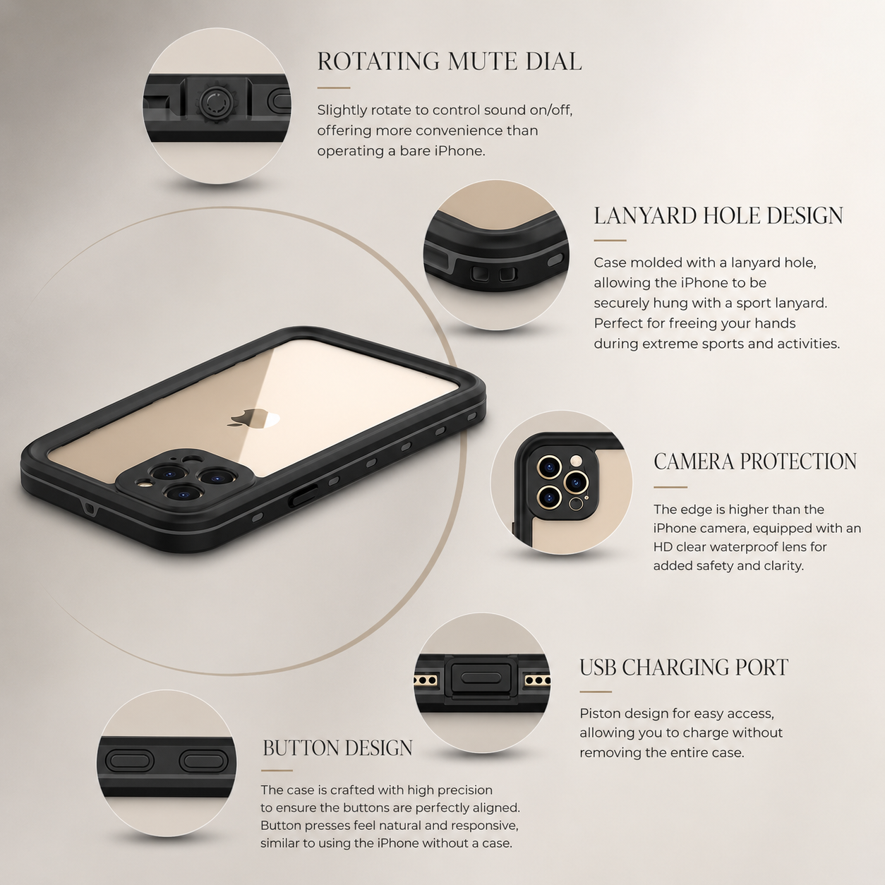 Premium iPhone Case MagSafe Compatible Waterproof IP68 Cover Full Body Protection