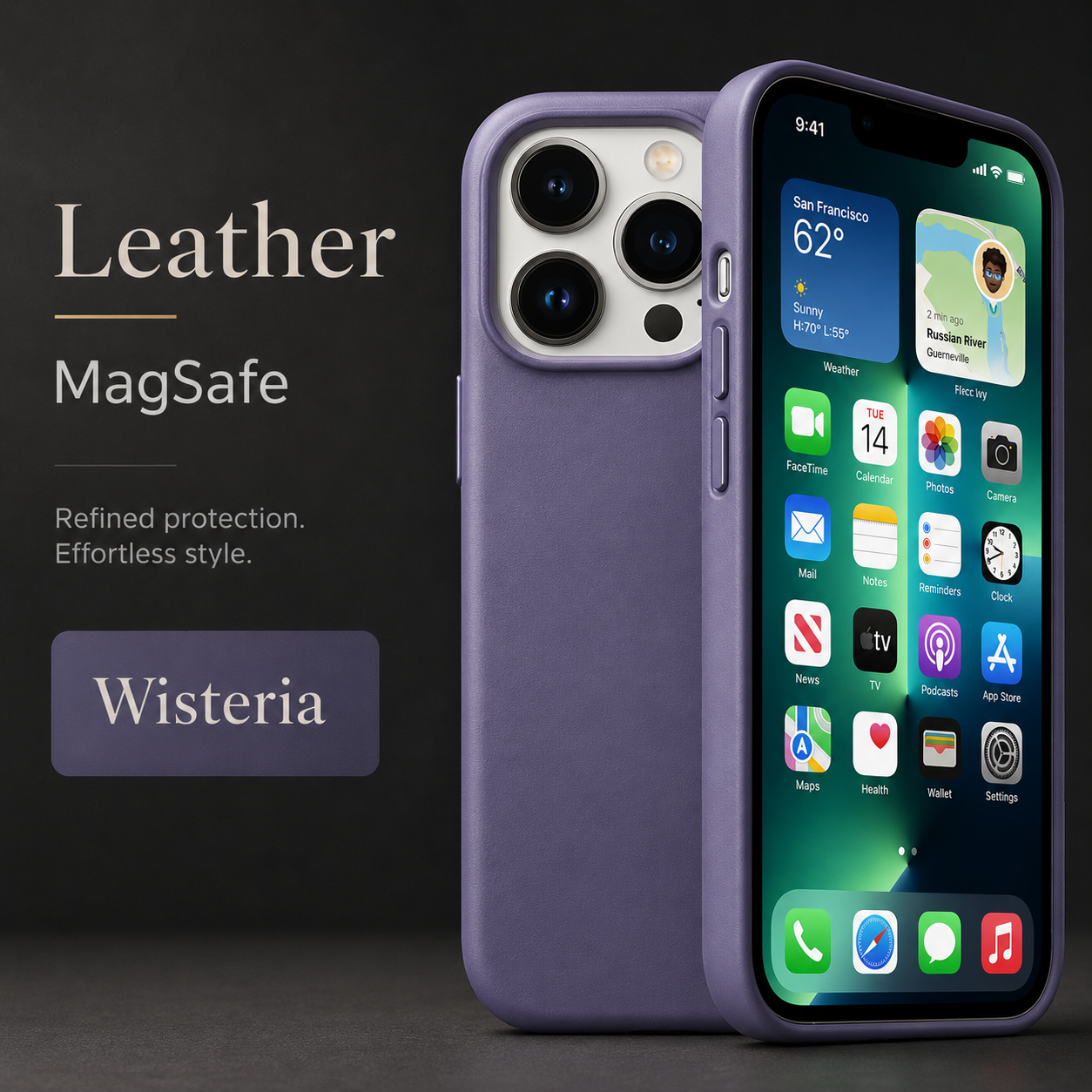 Premium iPhone Case MagSafe Leather Cover Strong Magnetic Support Shockproof Half Wrapped Slim Protective Design