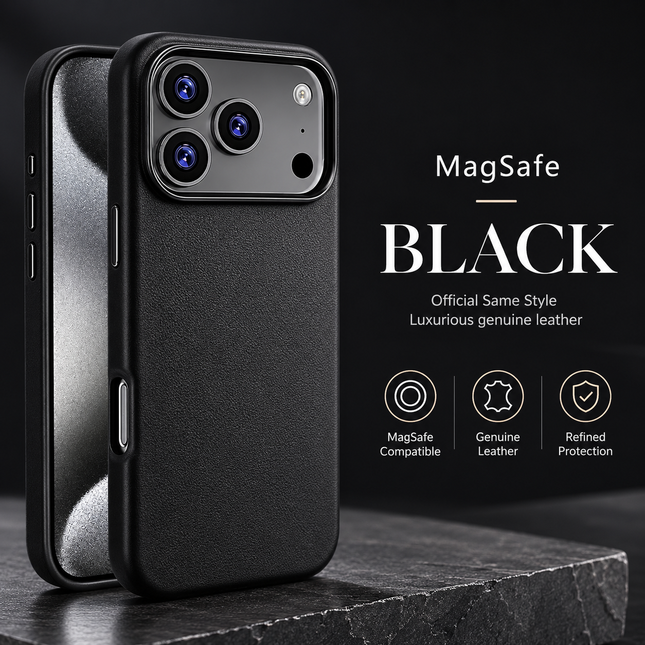 Premium iPhone Case MagSafe Leather Cover Strong Magnetic Support Shockproof Half Wrapped Slim Protective Design