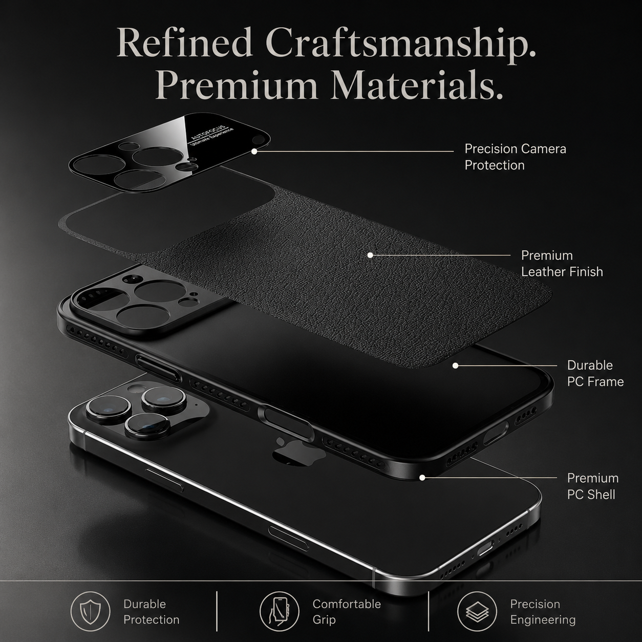 Premium iPhone Case MagSafe Magnetic Leather Border Cover Heat Dissipation Shockproof Anti Fingerprint Protective Case