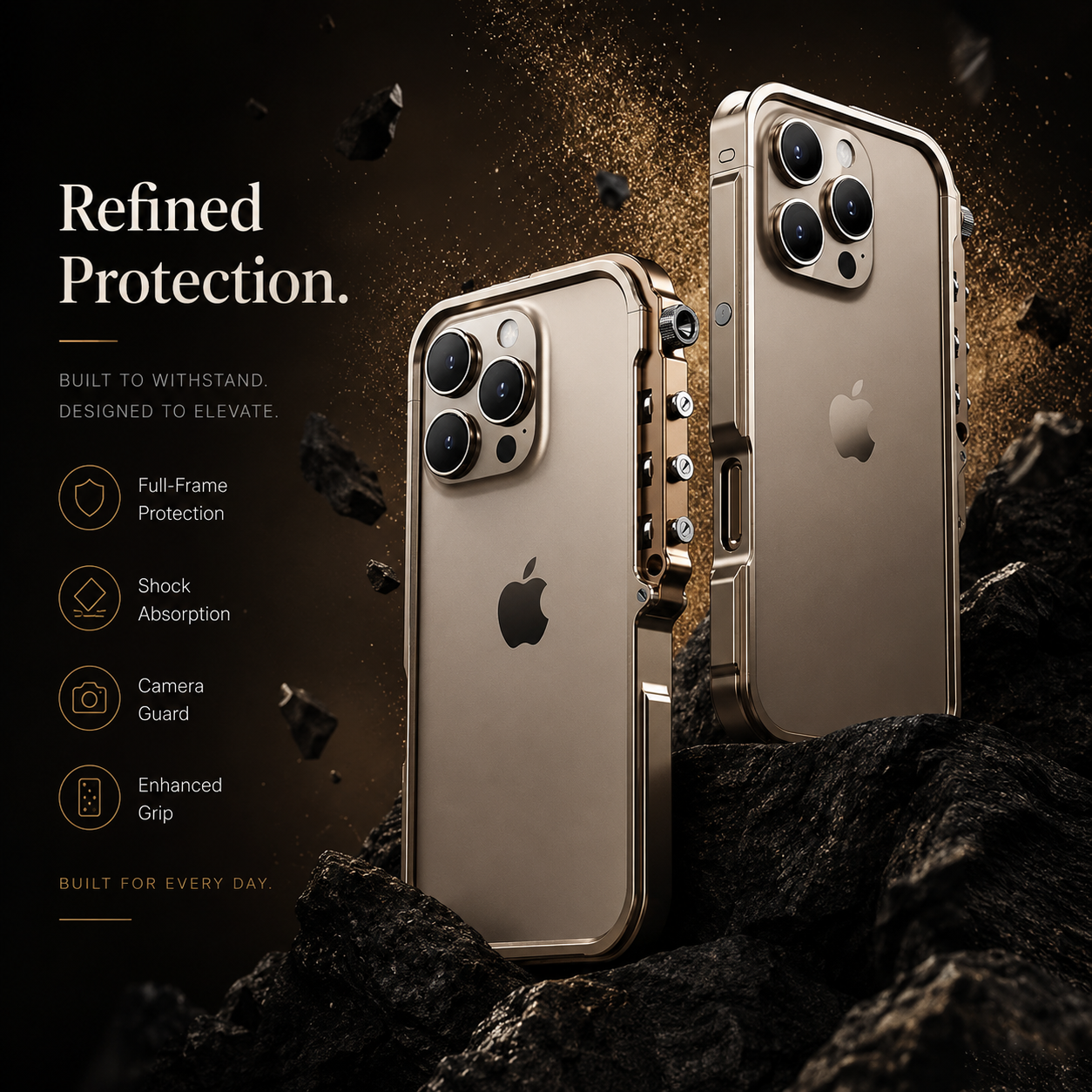 Premium iPhone Case Magnetic Aluminum Alloy Cyberpunk Bumper Shockproof Heat Dissipation Non Slip Lightweight Protective Frame