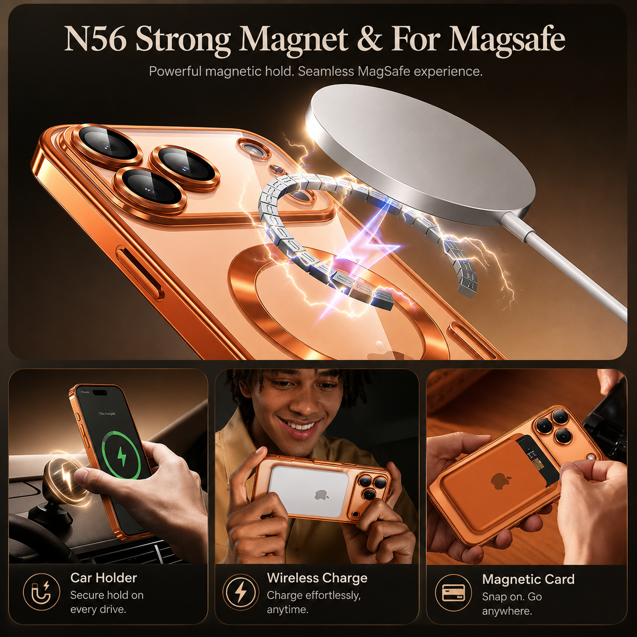 Premium iPhone Case Magnetic Clear Cover MagSafe Compatible Wireless Charging Soft TPU Shock Absorbing Slim Transparent Plating Full Coverage