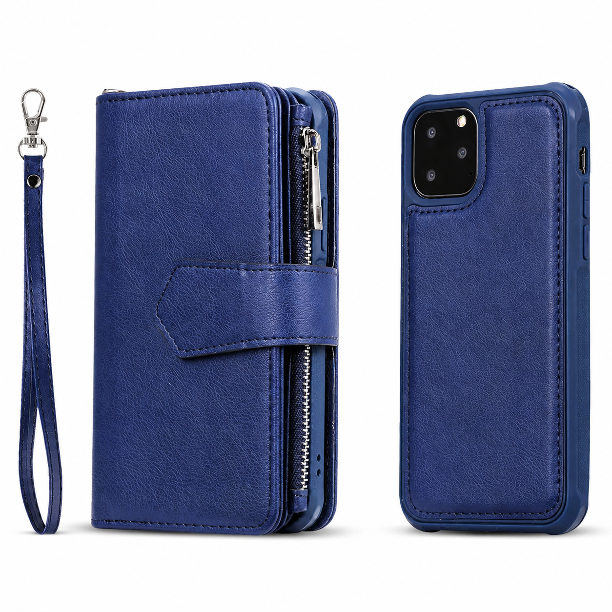 Premium iPhone Case Magnetic Detachable Wallet Flip Cover PU Leather Card Holder Stand Feature Full Protection