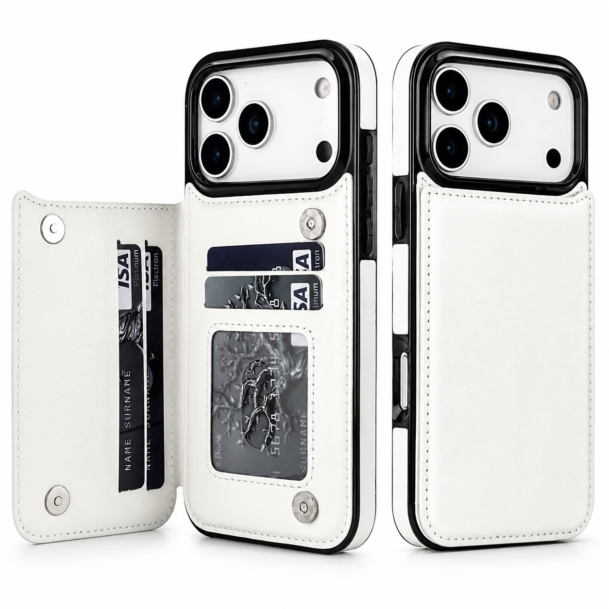 Premium iPhone Case Magnetic Flip Wallet Cover Faux Leather Card Holder Kickstand Shockproof Full Protection