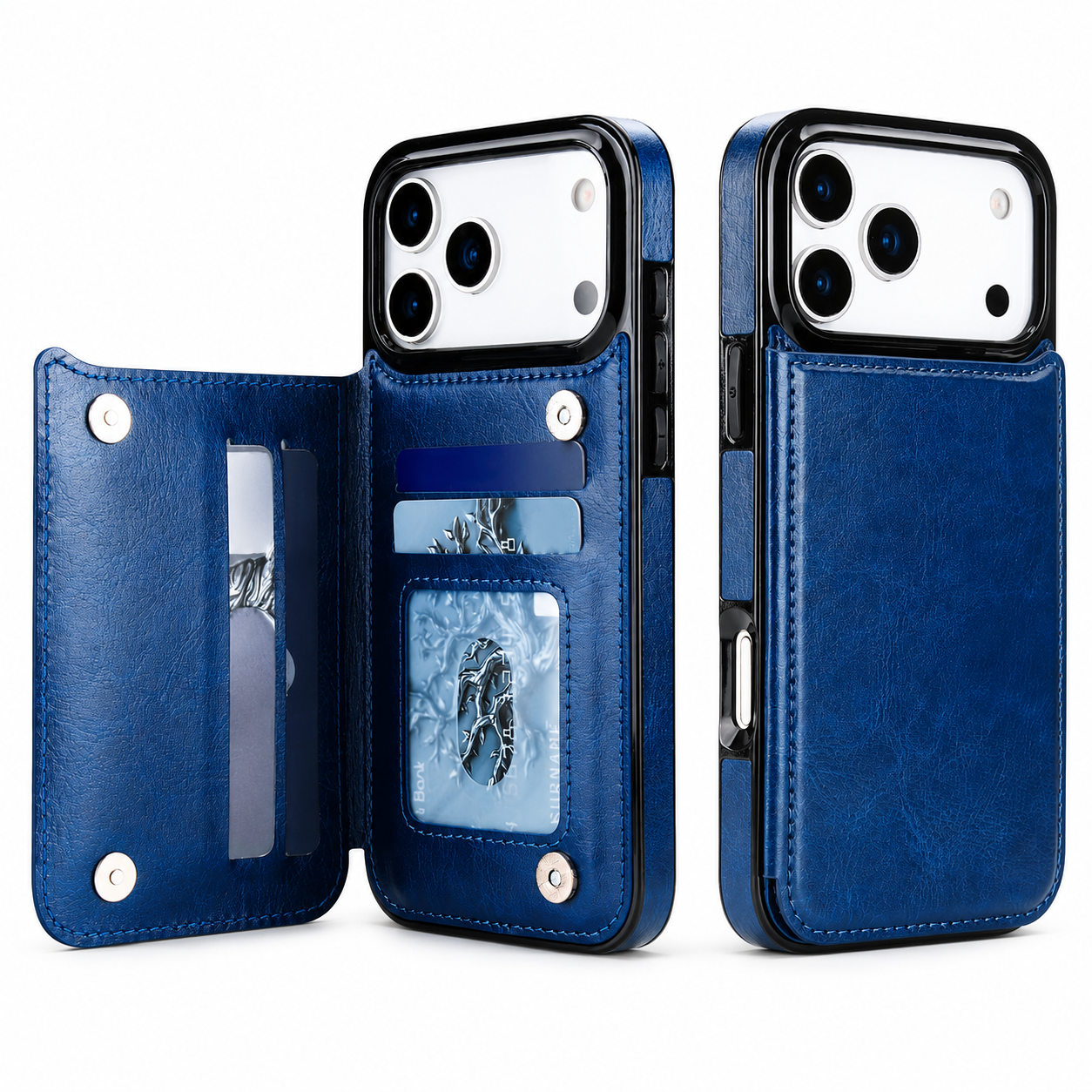 Premium iPhone Case Magnetic Flip Wallet Cover Faux Leather Card Holder Kickstand Shockproof Full Protection