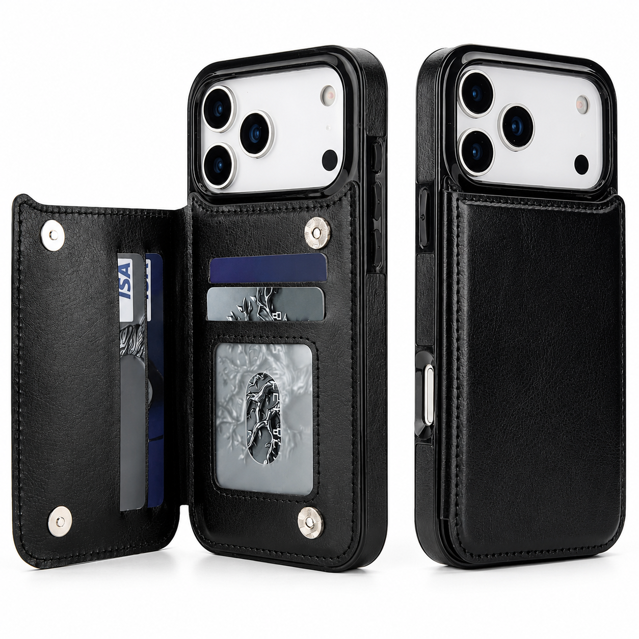 Premium iPhone Case Magnetic Flip Wallet Cover Faux Leather Card Holder Kickstand Shockproof Full Protection