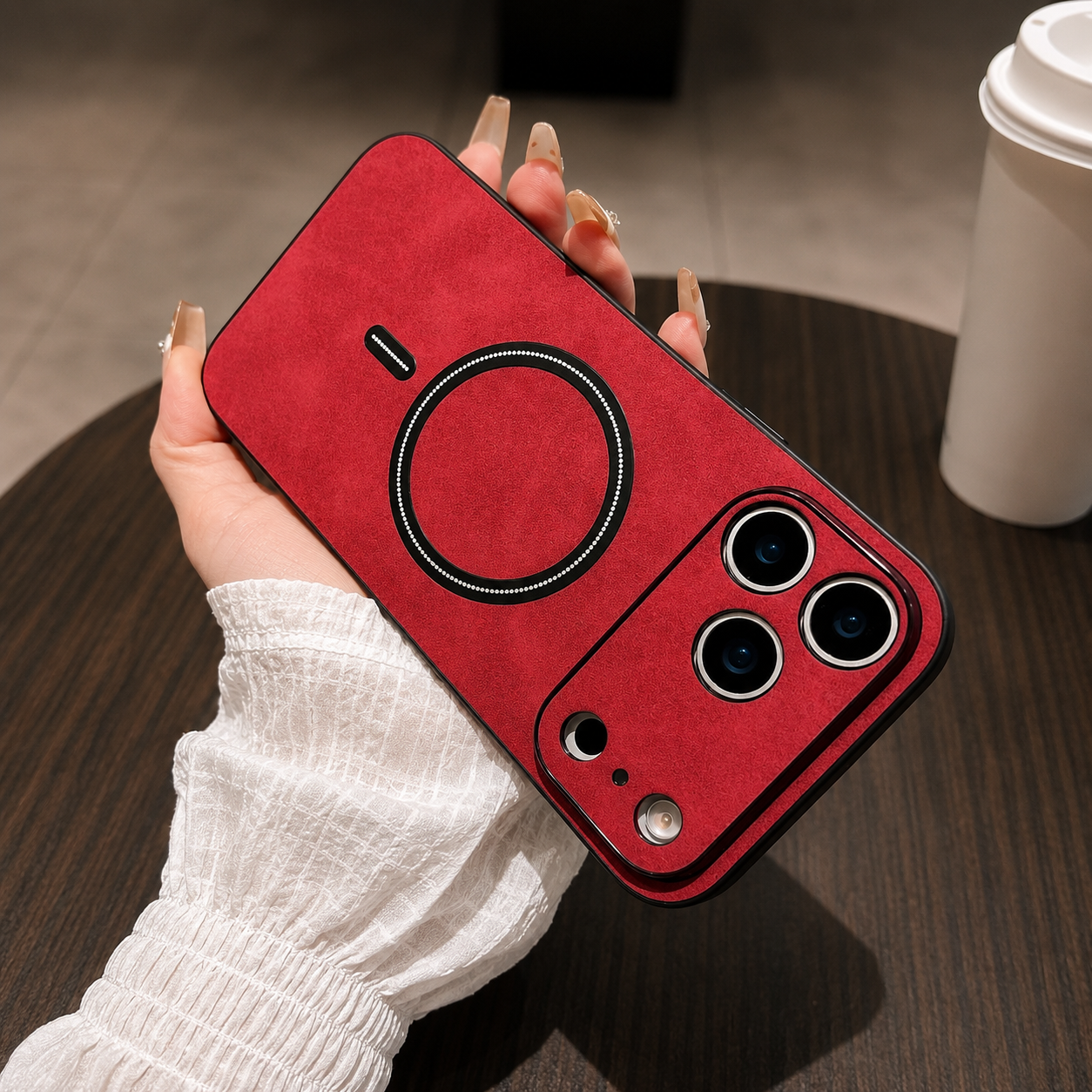 Premium iPhone Case Magnetic Leather Cover MagSafe Compatible Wireless Charging Shockproof Slim Full Coverage