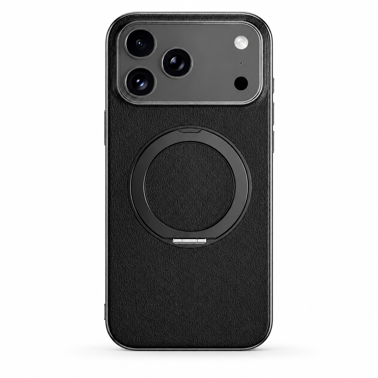 Premium iPhone Case Magnetic Leather Protective Cover Rotating Ring Holder Shockproof Full Lens Protection Slim PC TPU Full Coverage
