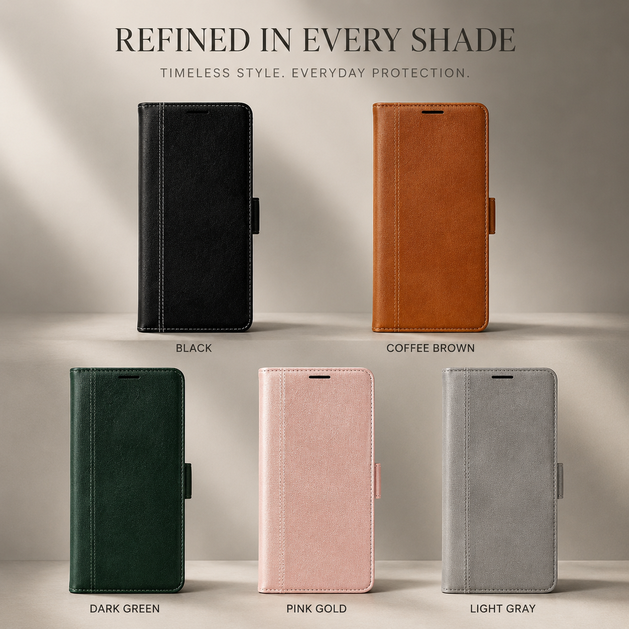Premium iPhone Case Magnetic Leather Wallet Cover Flip Card Holder MagSafe Dual Layer Shockproof Matte Protection