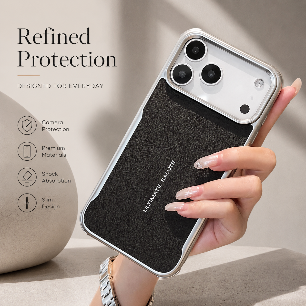 Premium iPhone Case Magnetic PU Leather Cover Metal Frame Shockproof Luxury Protective Case