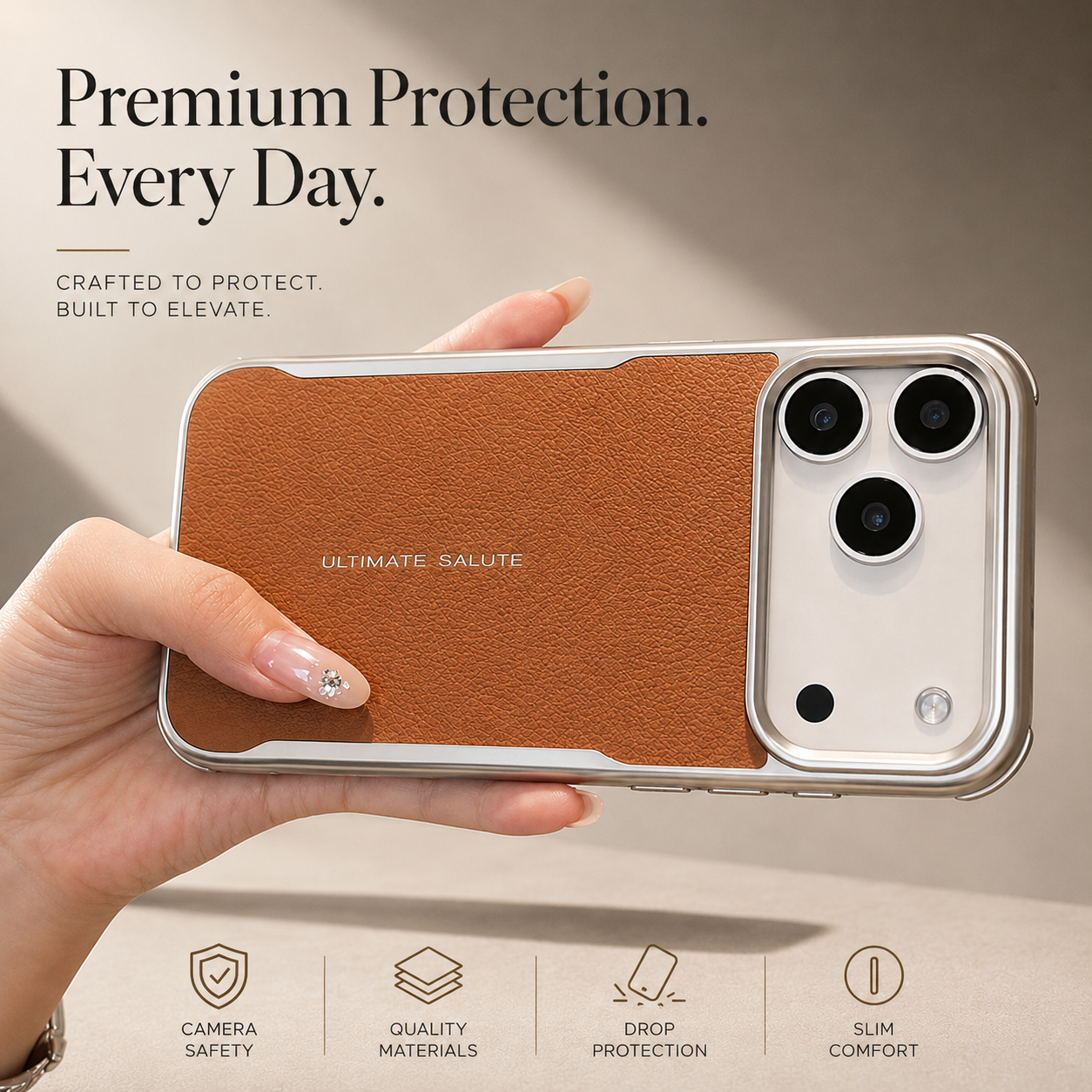 Premium iPhone Case Magnetic PU Leather Cover Metal Frame Shockproof Luxury Protective Case
