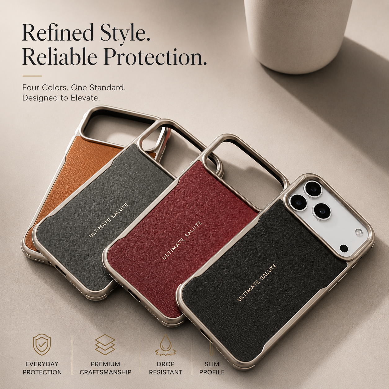 Premium iPhone Case Magnetic PU Leather Cover Metal Frame Shockproof Luxury Protective Case