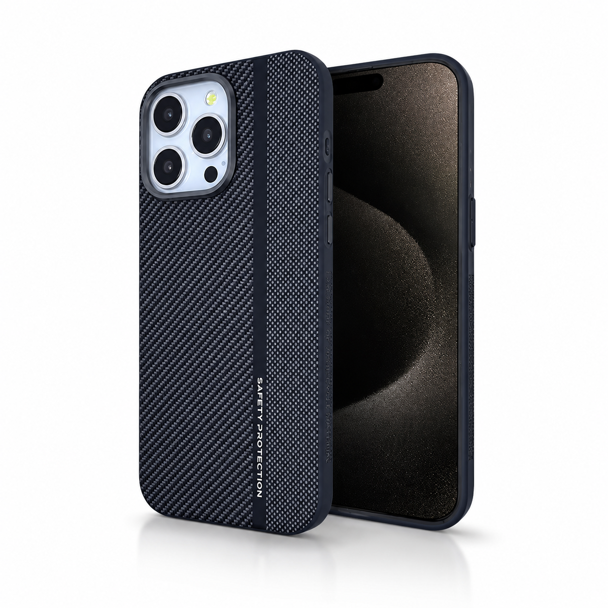 Premium iPhone Case Matte Carbon Fiber Magnetic Shockproof Hybrid Protective Cover with Metal Camera Frame