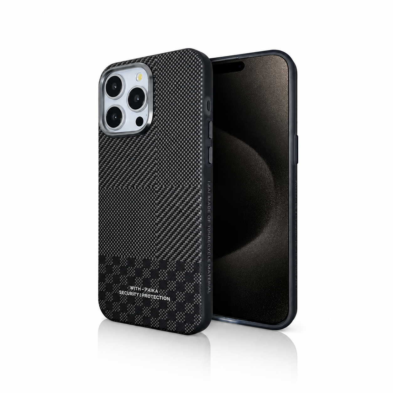 Premium iPhone Case Matte Carbon Fiber Magnetic Shockproof Hybrid Protective Cover with Metal Camera Frame