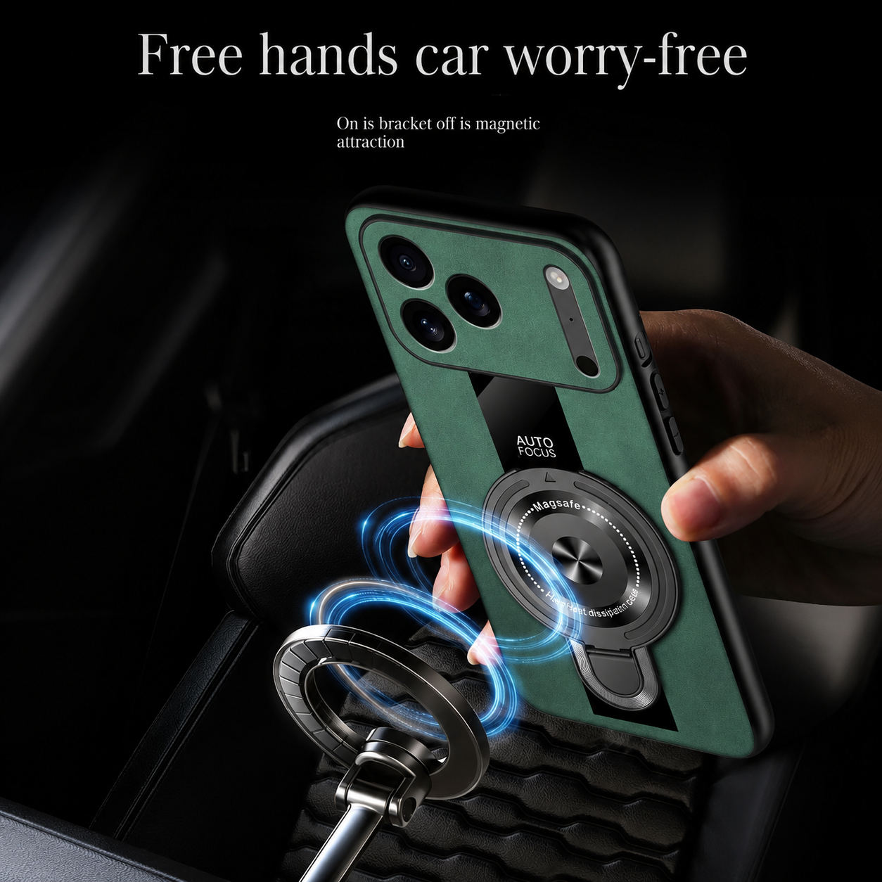 Premium iPhone Case Matte Fiber MagSafe Compatible Magnetic Ring Stand Shockproof Protective Cover