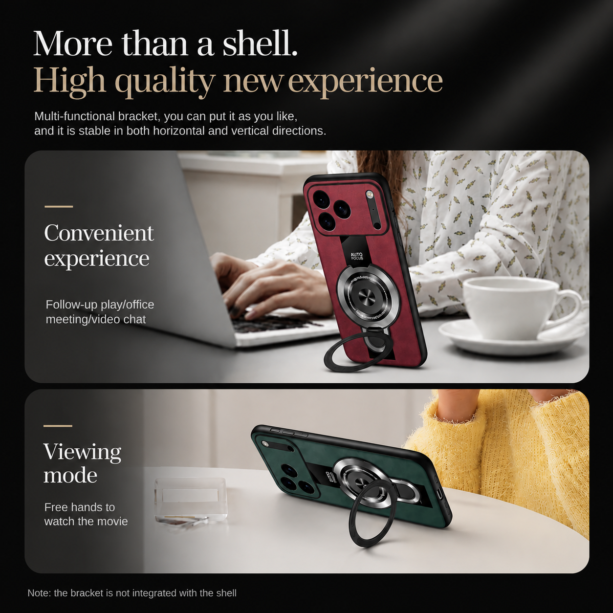 Premium iPhone Case Matte Fiber MagSafe Compatible Magnetic Ring Stand Shockproof Protective Cover