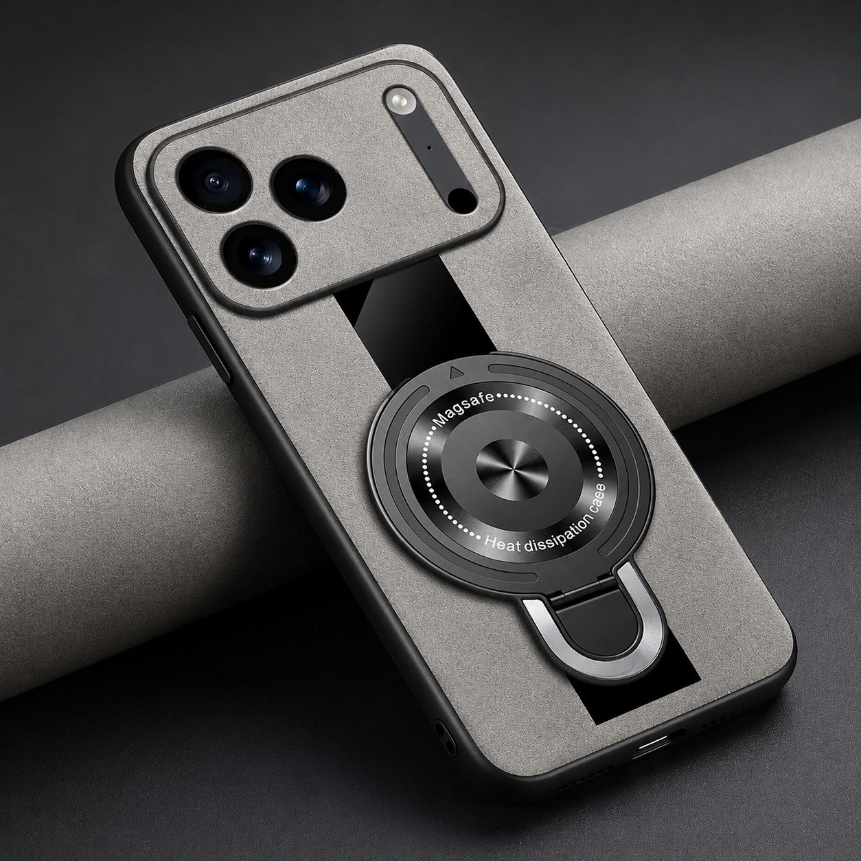 Premium iPhone Case Matte Fiber MagSafe Compatible Magnetic Ring Stand Shockproof Protective Cover
