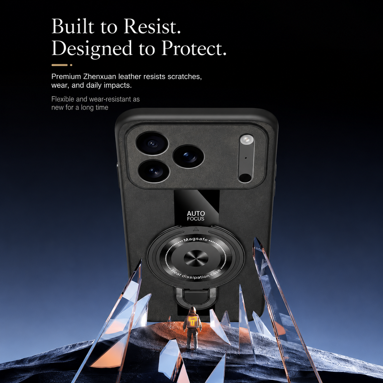 Premium iPhone Case Matte Fiber MagSafe Compatible Magnetic Ring Stand Shockproof Protective Cover