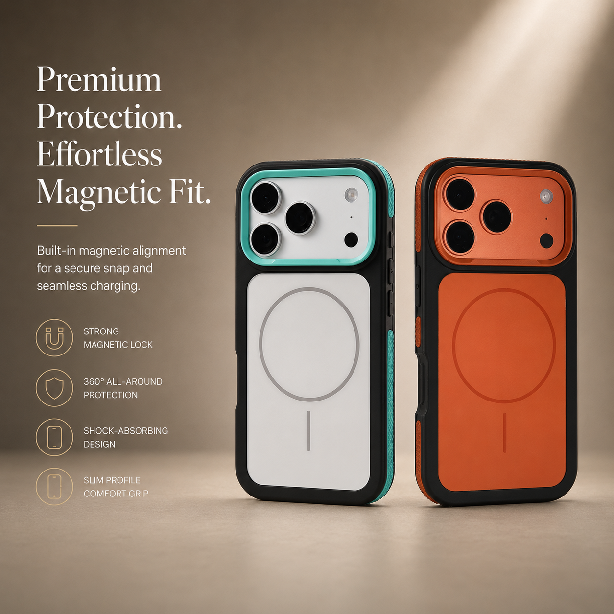 Premium iPhone Case Matte Frosted MagSafe Compatible Magnetic Armor Cover Shockproof PC TPU Protective Case