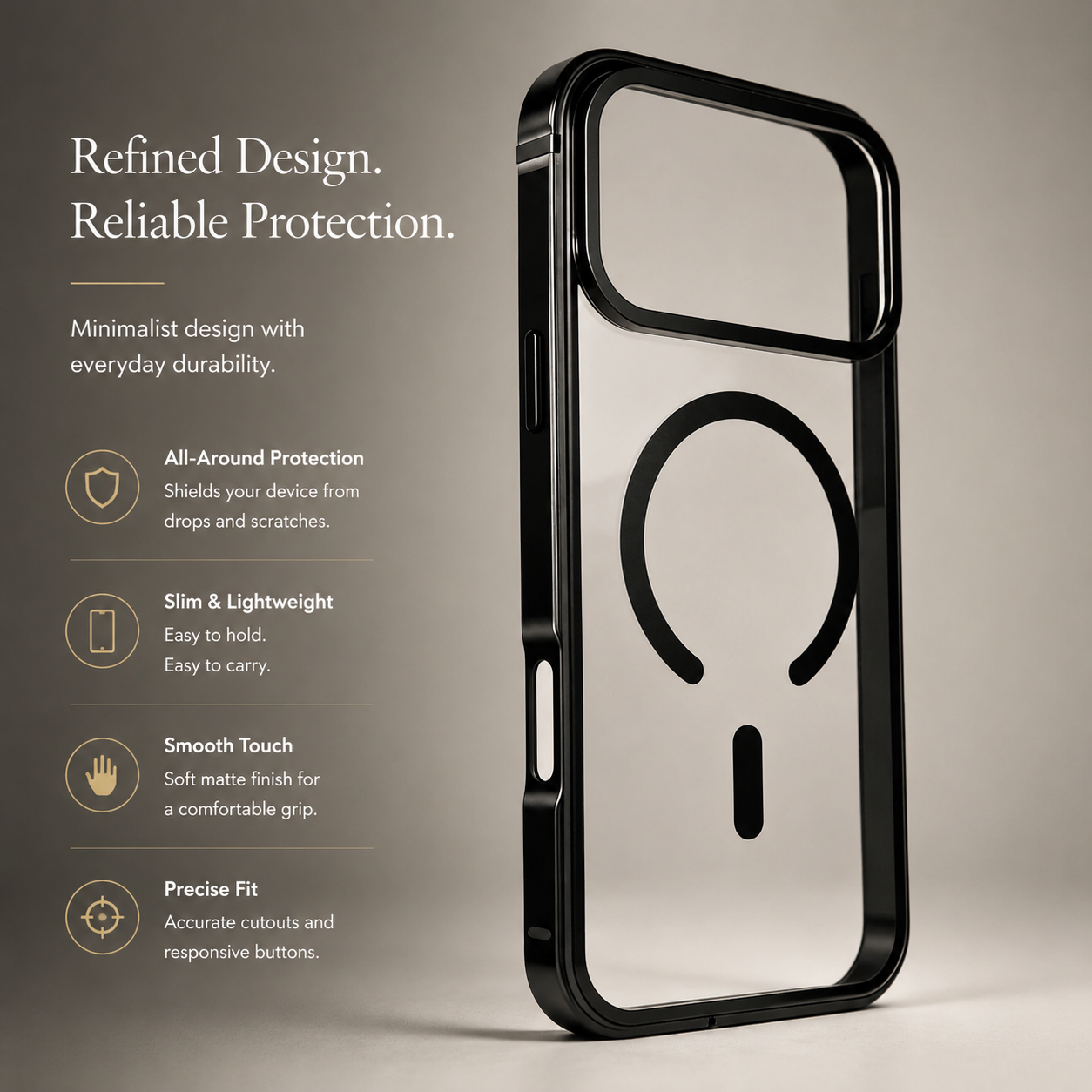 Premium iPhone Case Metal Frame Magnetic Cover Clear Back Protective Slim Full Coverage