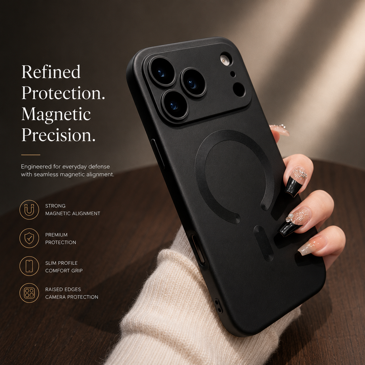 Premium iPhone Case Metallic Paint MagSafe Compatible Magnetic Cover Wireless Charging Lens Protection Protective Case