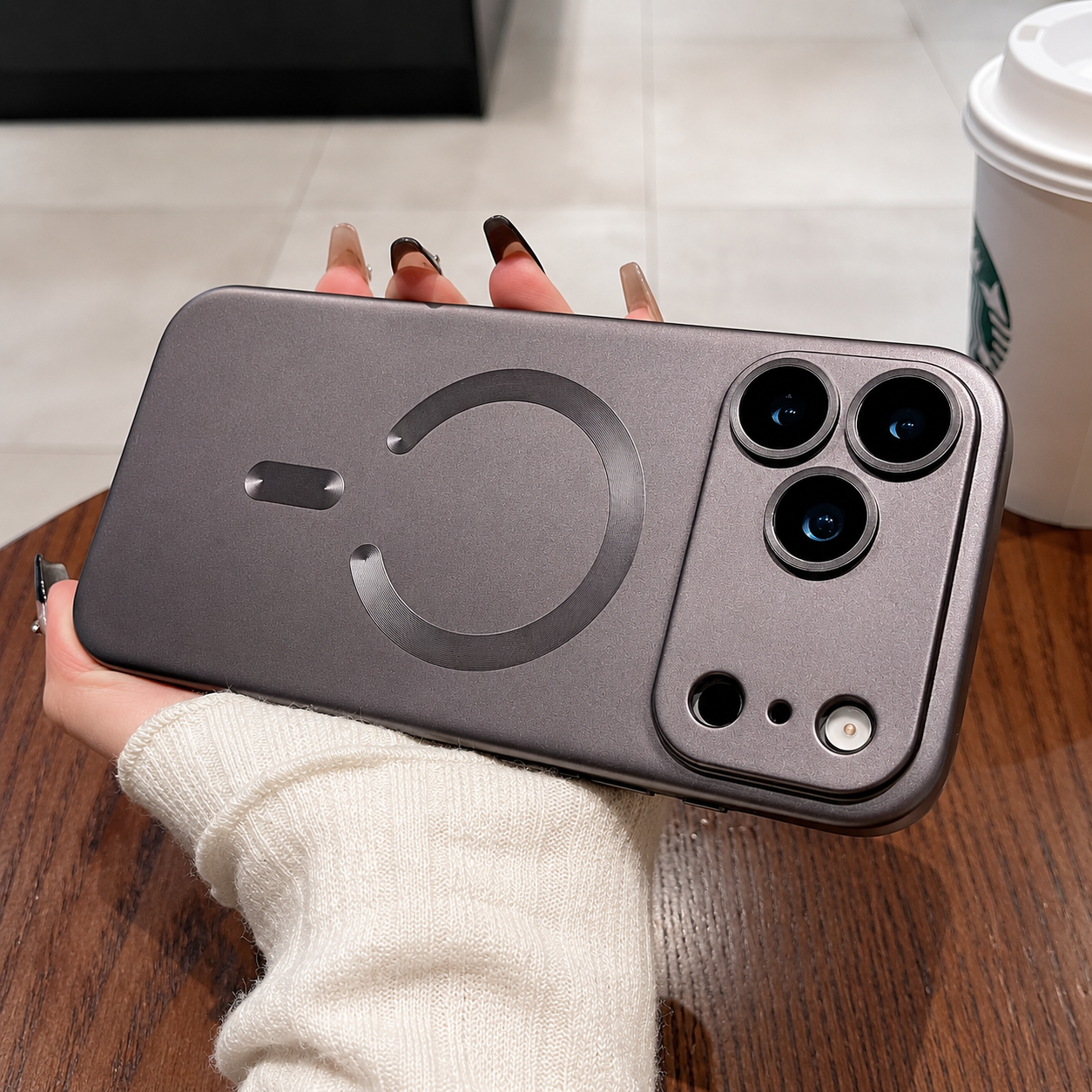 Premium iPhone Case Metallic Paint MagSafe Compatible Magnetic Cover Wireless Charging Lens Protection Protective Case