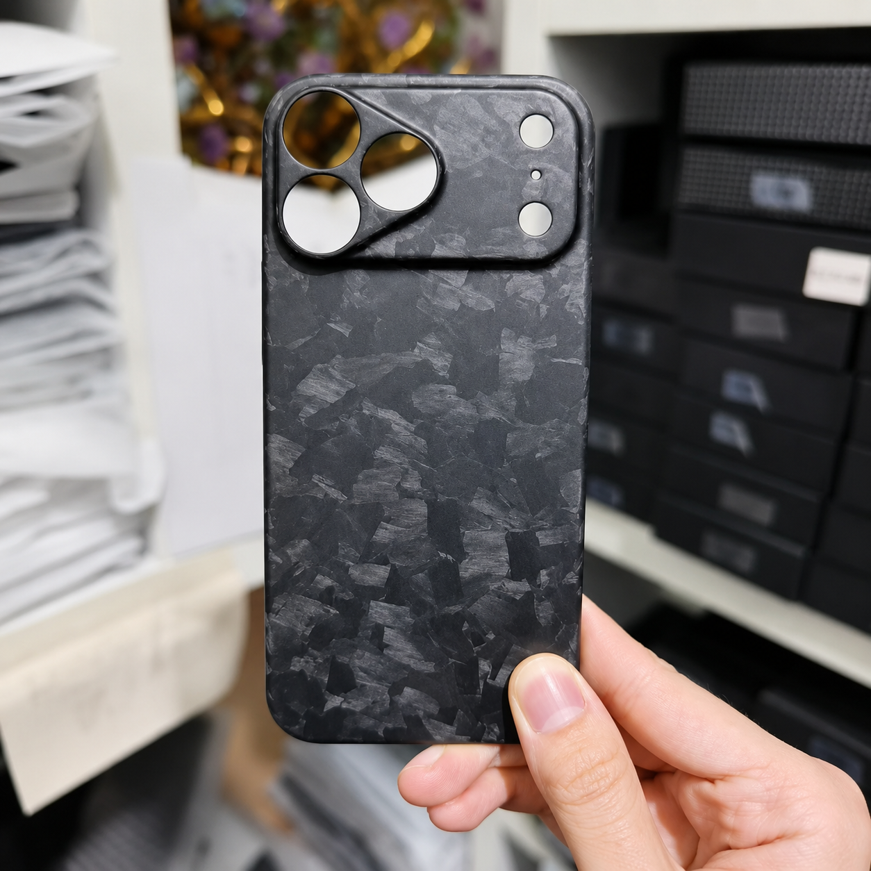 Premium iPhone Case Real Forged Carbon Fiber Lightweight Slim Cover Anti Fingerprint Non Slip Tough Protective Case