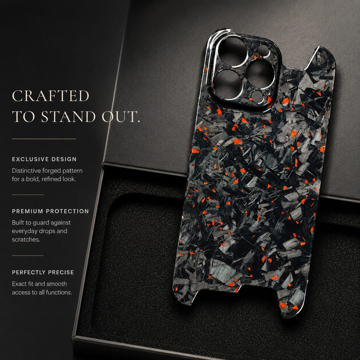 Premium iPhone Case Real Glossy Forged Carbon Fiber Ultra Thin Lightweight Slim Half Wrapped Protective Cover