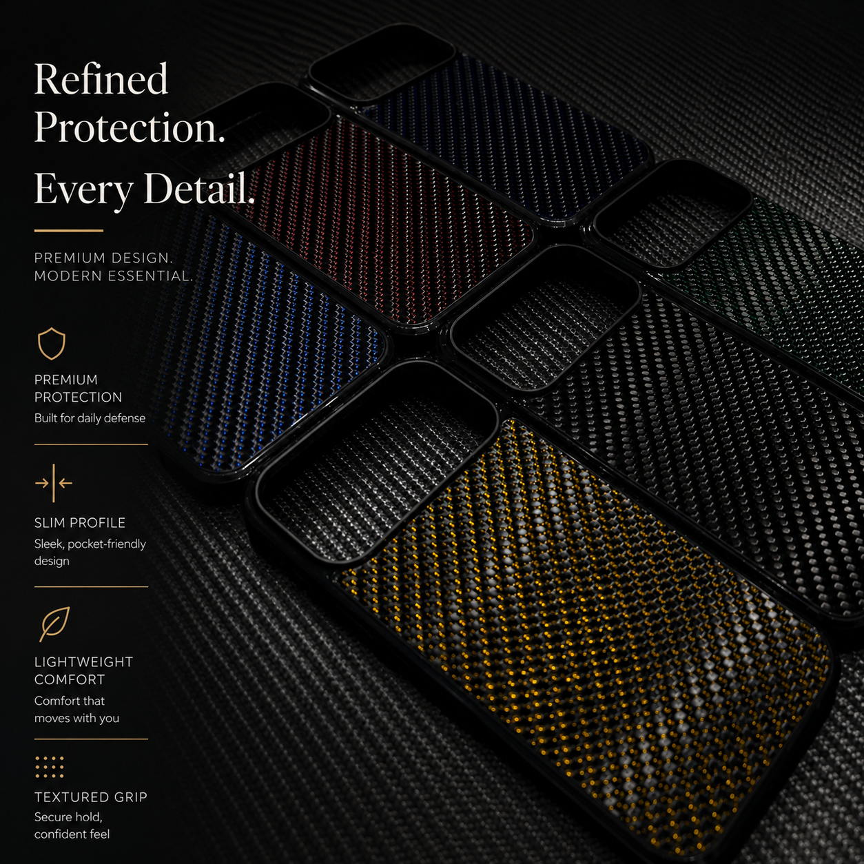Premium iPhone Case Real Woven Carbon Fiber MagSafe Cover Shockproof Dual Layer Lightweight Non Slip Full Coverage Protective Case