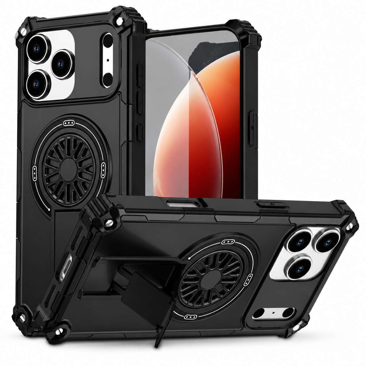 Premium iPhone Case Rugged Armor MagSafe Compatible Shockproof Protective Cover Magnetic Bracket Wireless Charging Full Coverage