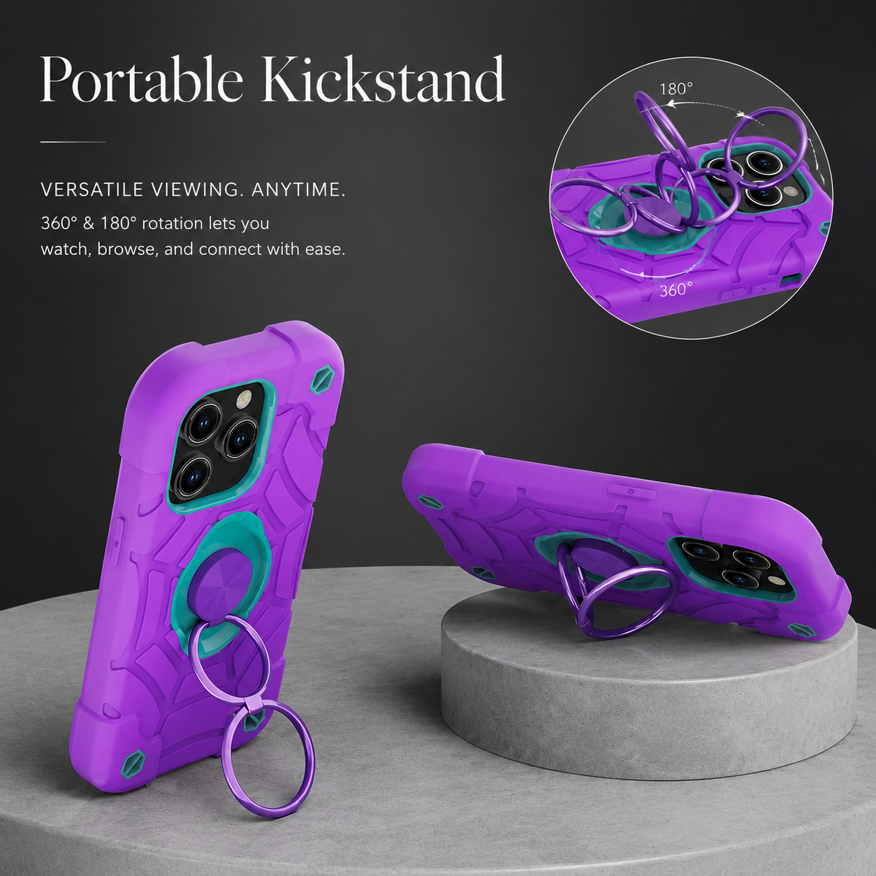 Premium iPhone Case Rugged Military Grade Protective Cover Dual Layer Shockproof Armor Ring Holder Full Protection