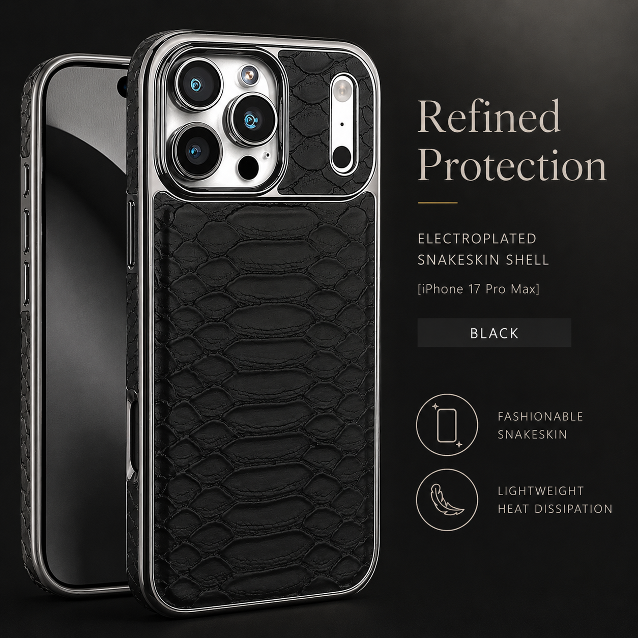 Premium iPhone Case Snake Pattern Leather Cover Soft Flannel Lining Protective Fashion Case