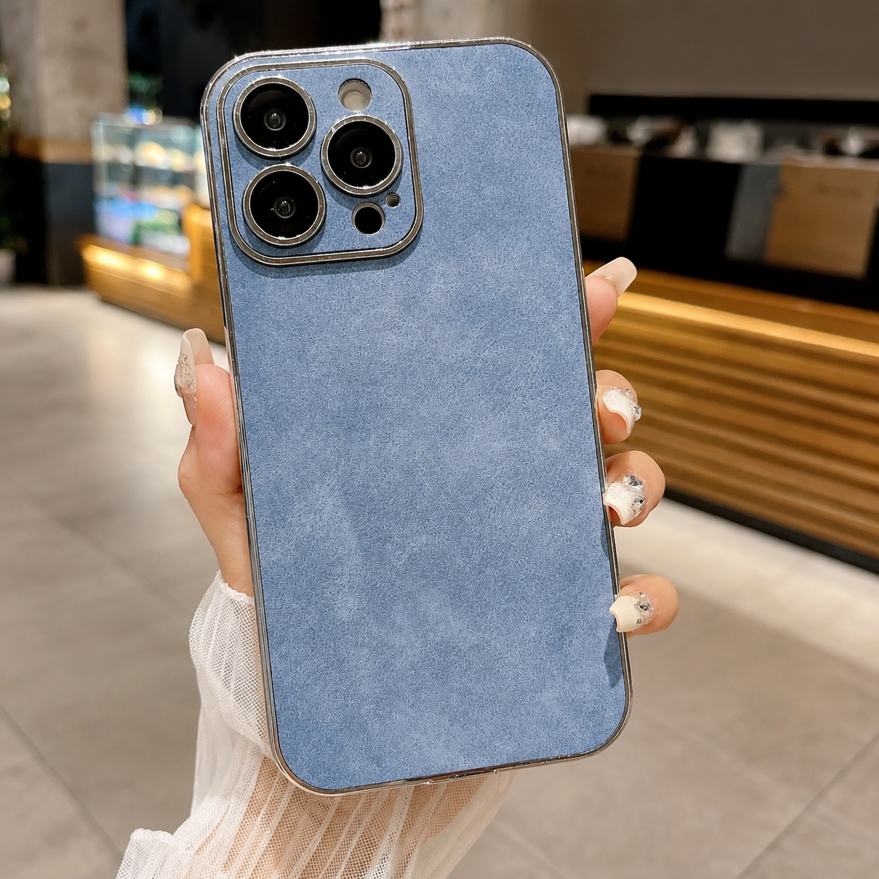 Premium iPhone Case Suede Leather Electroplated Cover Ultra Thin Shockproof Non Slip Camera Protection Full Coverage