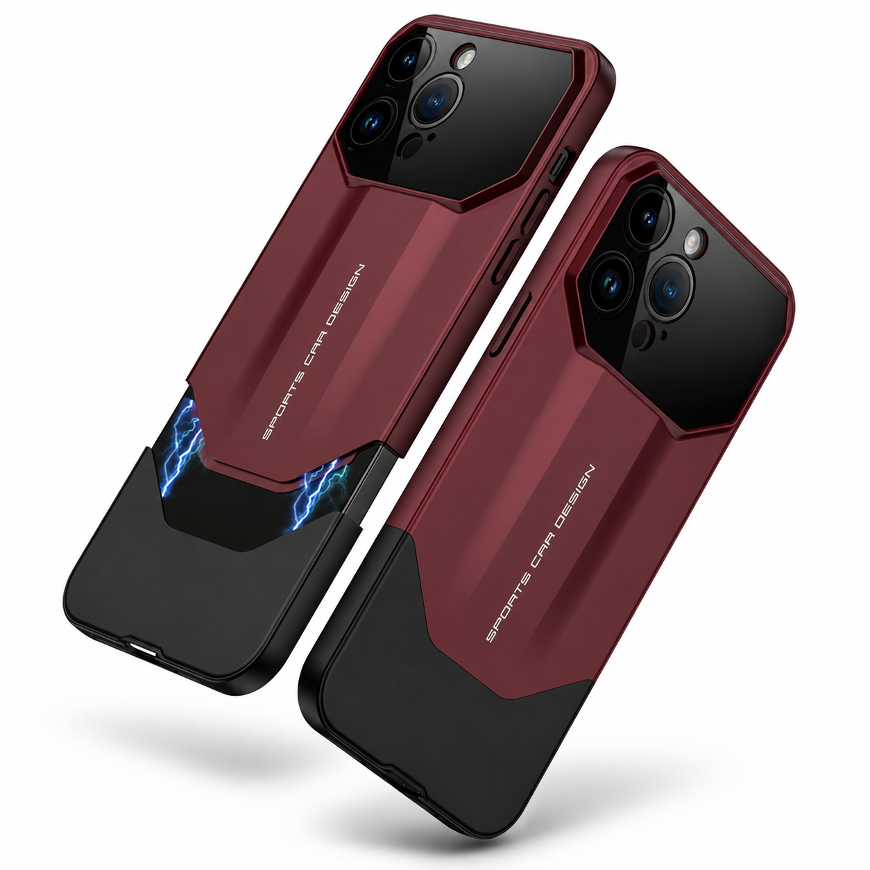 Premium iPhone Case Supercar Design Shockproof Hard PC Cover Camera Protection Luxury Protective Case