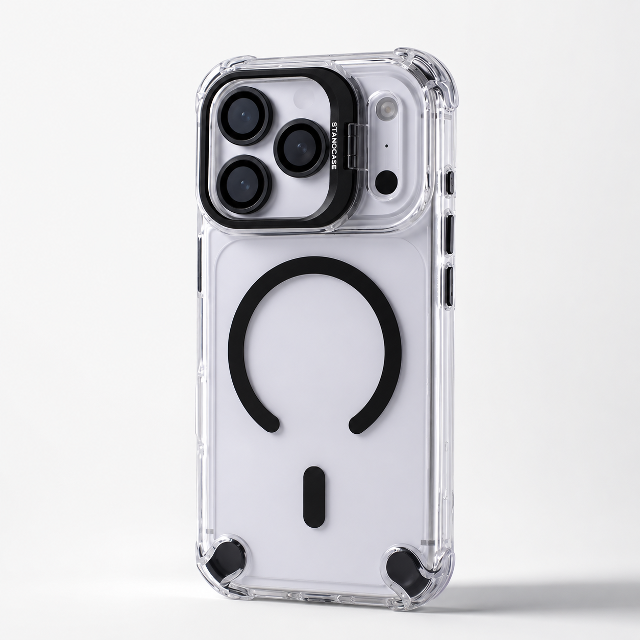 Premium iPhone Case Transparent Magnetic Shockproof Cover Glass Lens Protector Stand Holder Full Coverage Protective Case