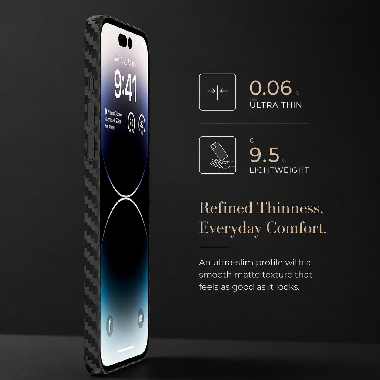 Premium iPhone Case Ultra Thin Carbon Fiber Matte Cover 0.2mm Lightweight Scratch Resistant Design