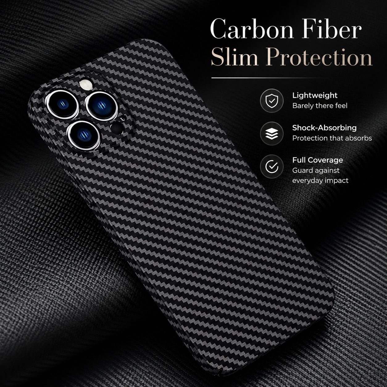 Premium iPhone Case Ultra Thin Carbon Fiber Matte Cover 0.2mm Lightweight Scratch Resistant Design