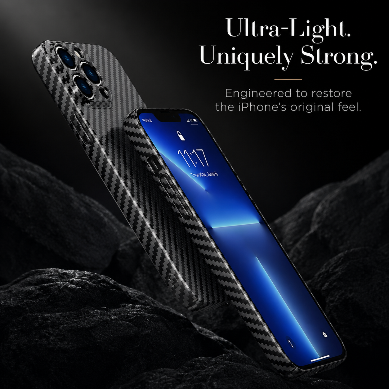 Premium iPhone Case Ultra Thin Carbon Fiber Matte Cover 0.2mm Lightweight Scratch Resistant Design