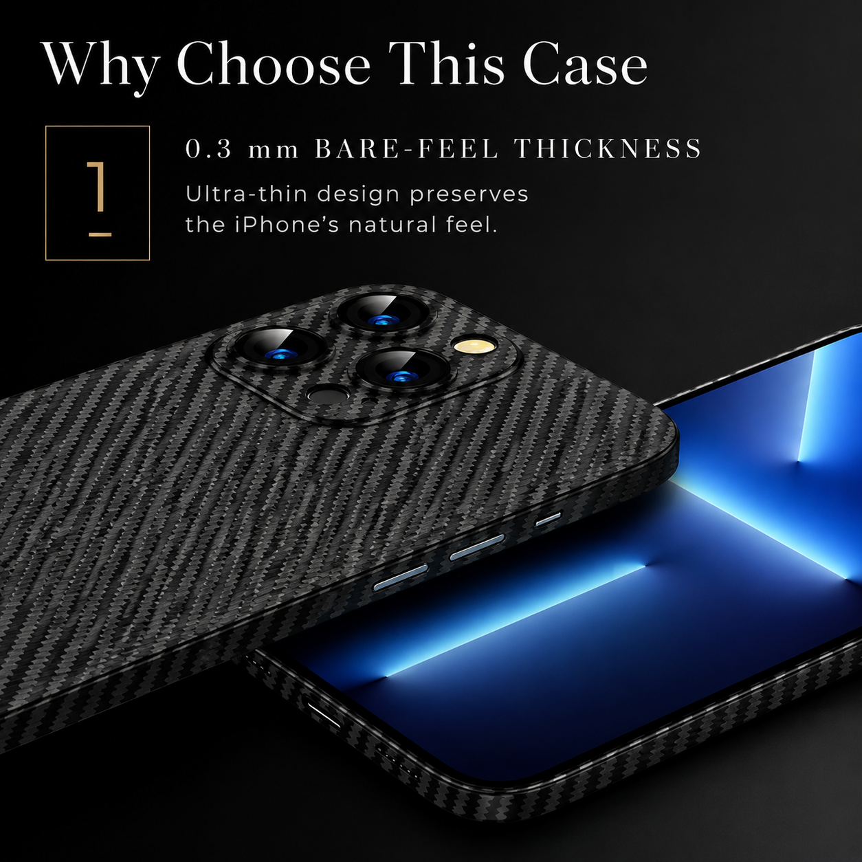 Premium iPhone Case Ultra Thin Carbon Fiber Matte Cover 0.2mm Lightweight Scratch Resistant Design