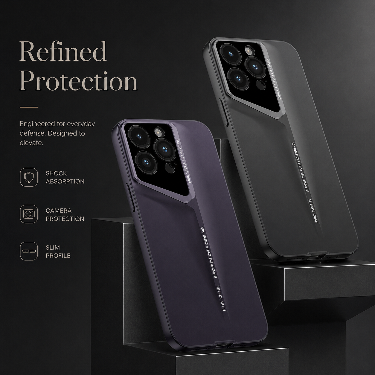 Premium iPhone Case Ultra Thin Titanium Blade Cover Shockproof Lens Protection Lightweight PC Protective Case