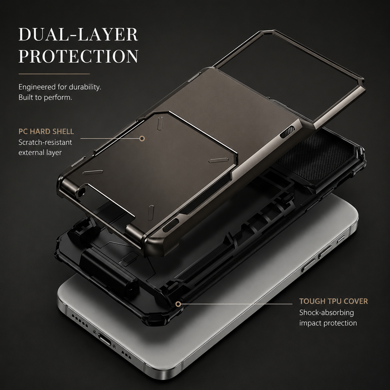 Premium iPhone Case Wallet Card Holder Hidden Flip Door 5 Card Slot Shockproof Protective Cover Scratch Resistant Dual Layer Full Coverage