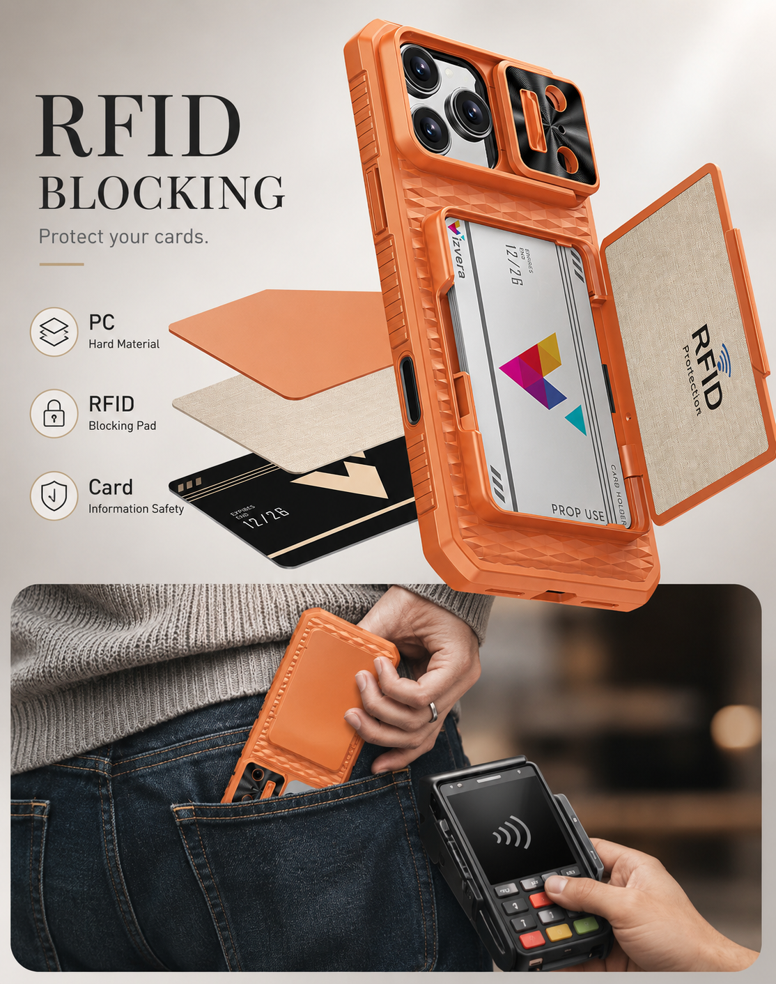Premium iPhone Case Wallet Card Holder Sliding Camera Cover Stand Shockproof Dual Layer Heavy Duty Full Coverage