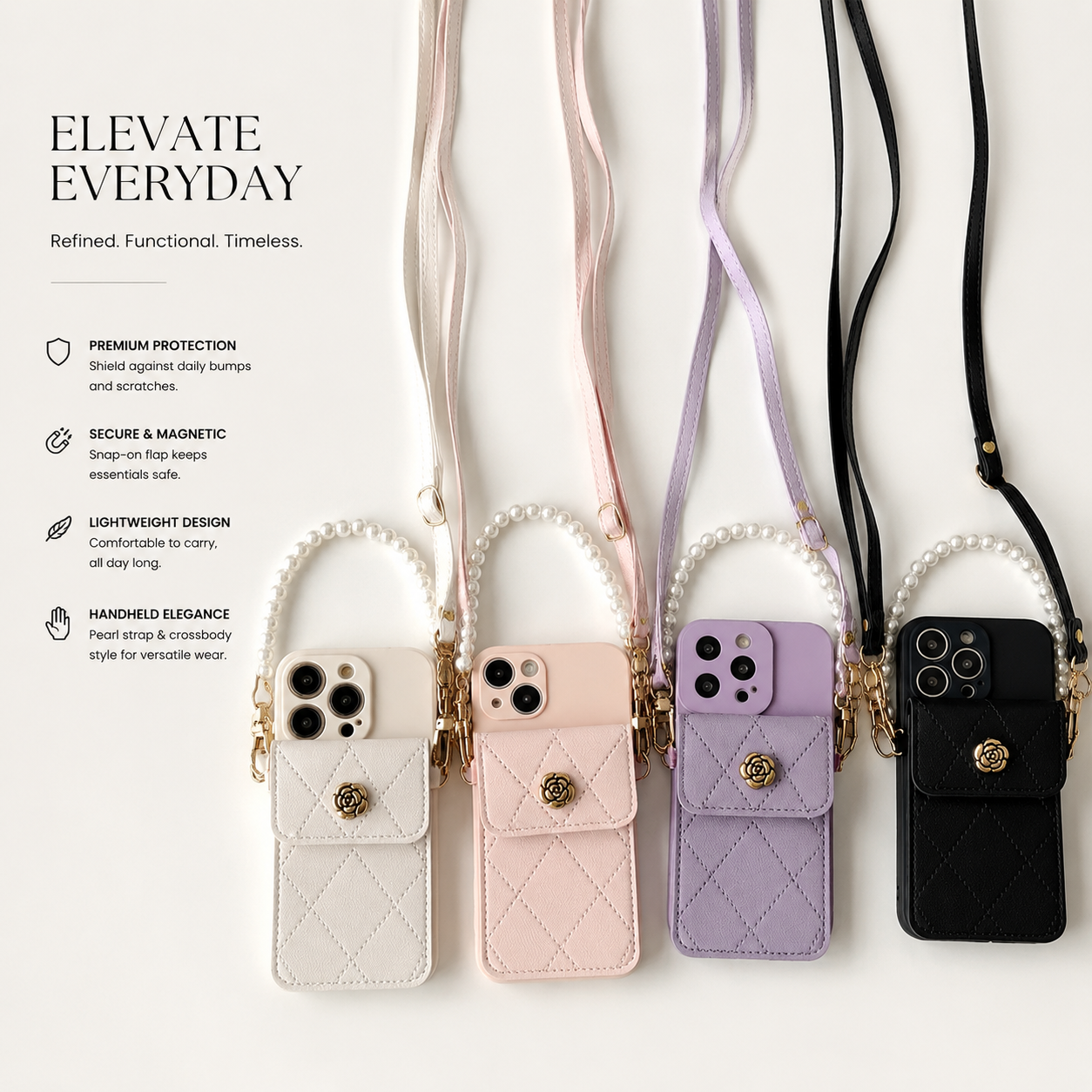 Premium iPhone Case Wallet MagSafe Compatible Crossbody Strap Cover Card Holder Slim Protection