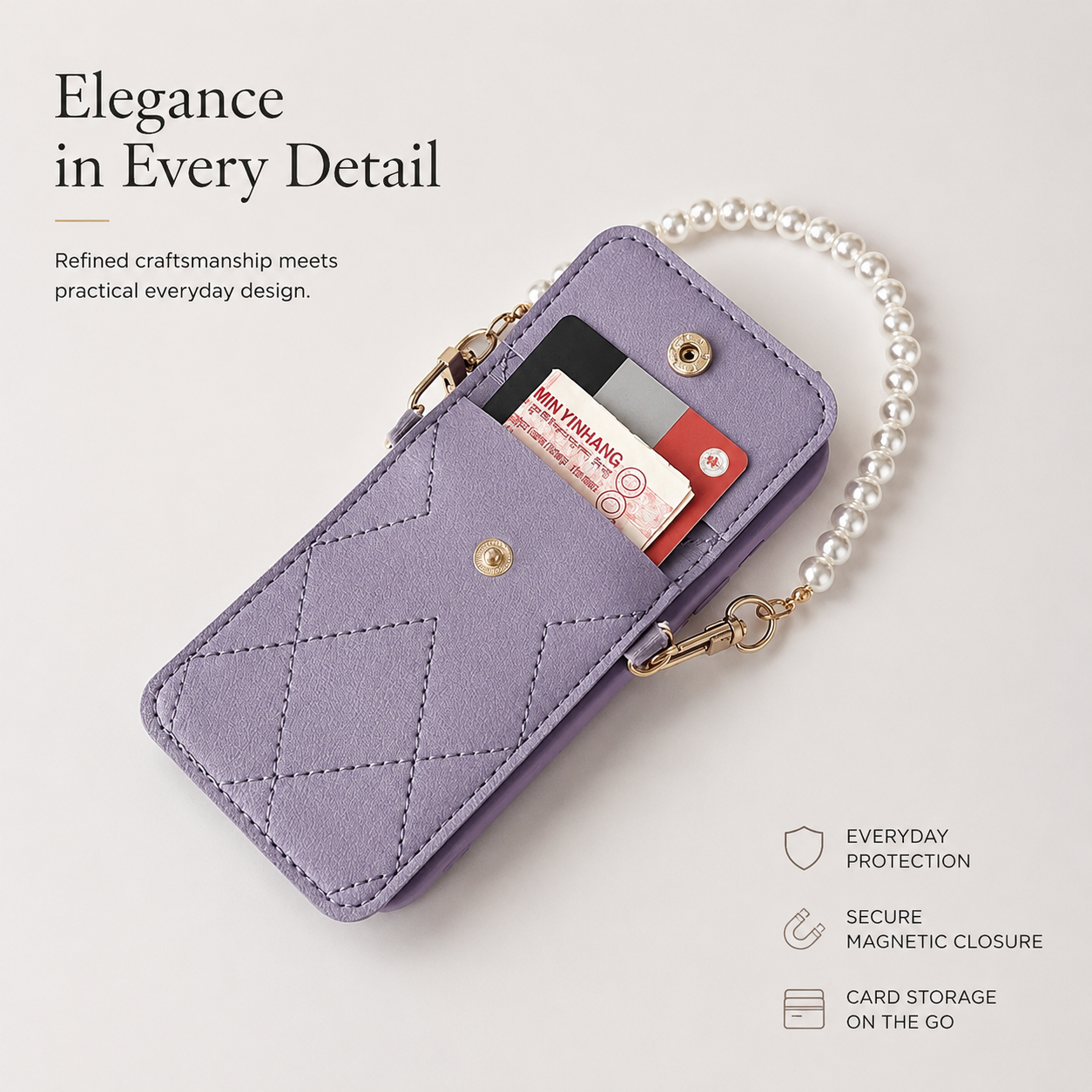 Premium iPhone Case Wallet MagSafe Compatible Crossbody Strap Cover Card Holder Slim Protection